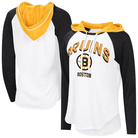 Women's G-III 4Her by Carl Banks White Boston Bruins MVP Hooded Long-Sleeve T-Shirt