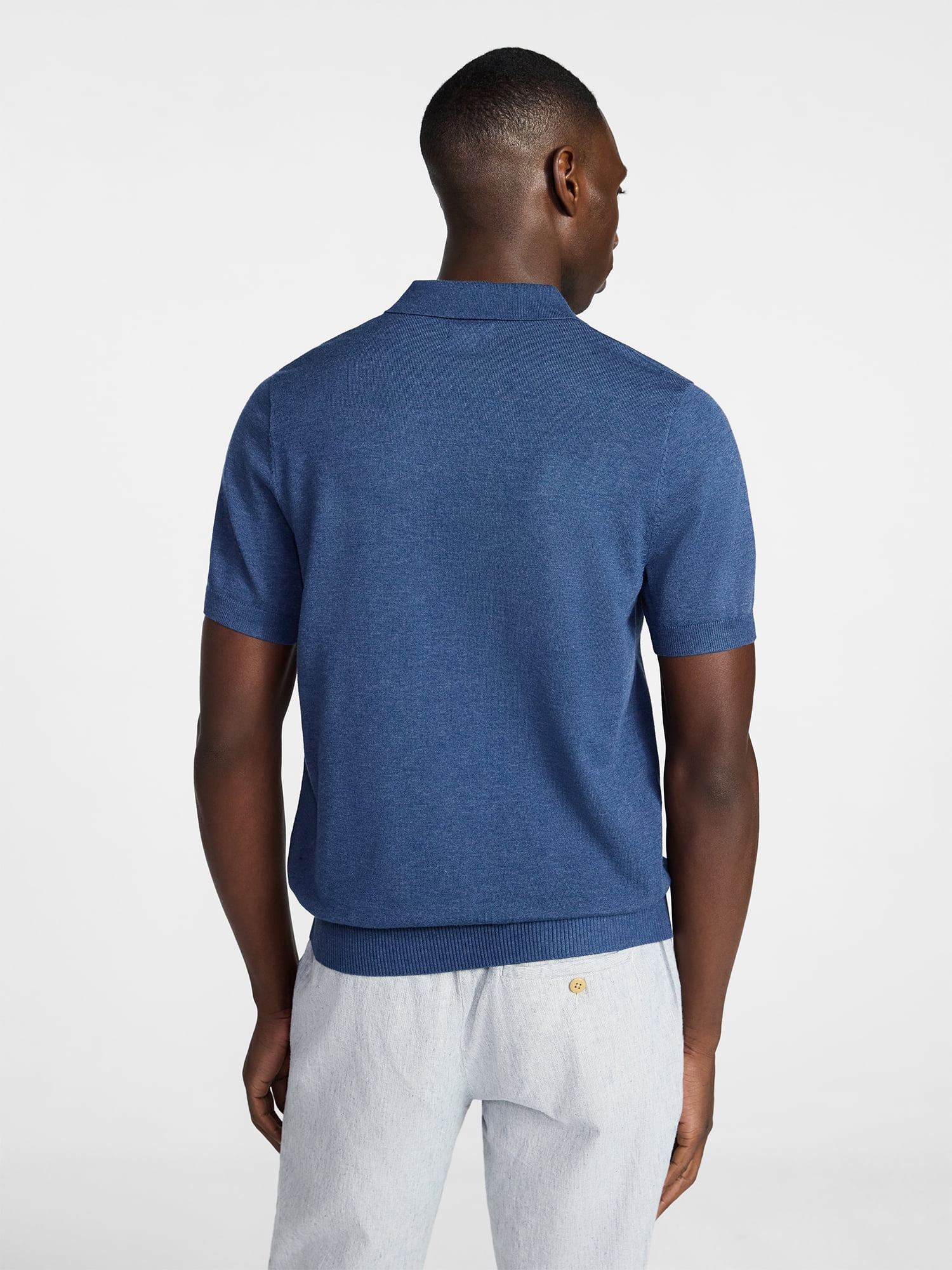 George Men's Sweater Polo Shirt with Short Sleeves, Sizes S-3XL
