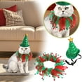 thumbnail image 1 of Pet Clothes Holiday Hat And Scarf For Cats Festive Outfit, 1 of 5