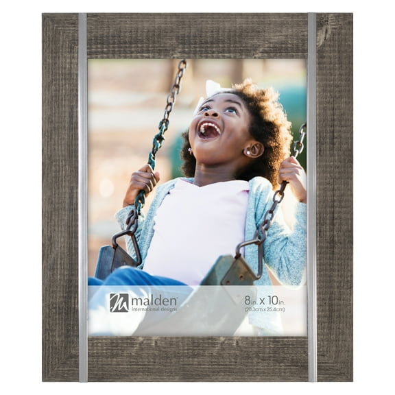 Weathered Charcoal 8x10 BLAIR w Steel Accent by Malden - 8x10