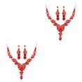 thumbnail image 4 of Jumpingount 3 unidades/juego de collar de aleación para mujer, elegante, nupcial, para chicas, damas, banquete, boda, pendiente, gargantilla, Rojo 2Conjunto, 4 of 6