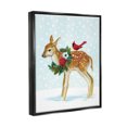 thumbnail image 3 of Stupell Industries Snowy Deer Holiday Cardinal Graphic Art Jet Black Floating Framed Canvas Print Wall Art, Design by Laura Marr, 3 of 6