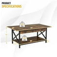 thumbnail image 2 of Resenkos 2-Tier Industrial Rectangular Coffee Table with Storage Shelf-Rustic Brown, Modern Coffee Table for Living Room Office Reception, 2 of 4