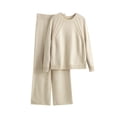 thumbnail image 2 of Usmixi Holiday 2 Piece Sweater Sets for Women Lounge Sets for Women Winter Soft Knitted Pullover Sweater and High Waist Wide Leg Long Pant Suits Casual Solid Loungewear Set up to 60% off, 2 of 3
