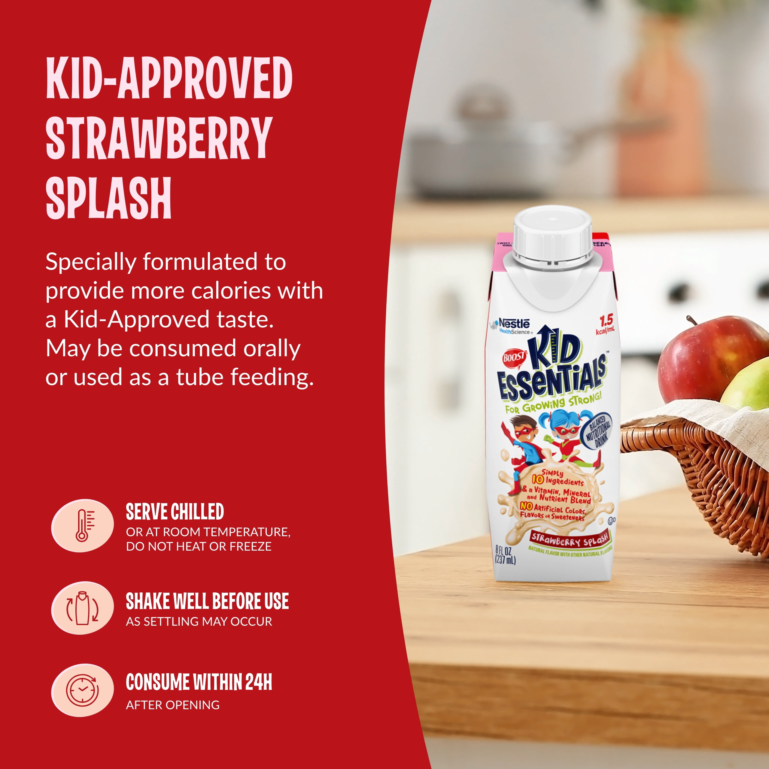 Boost Kid Essentials 1.5 Strawberry Splash, 8 Fl oz, 24ct