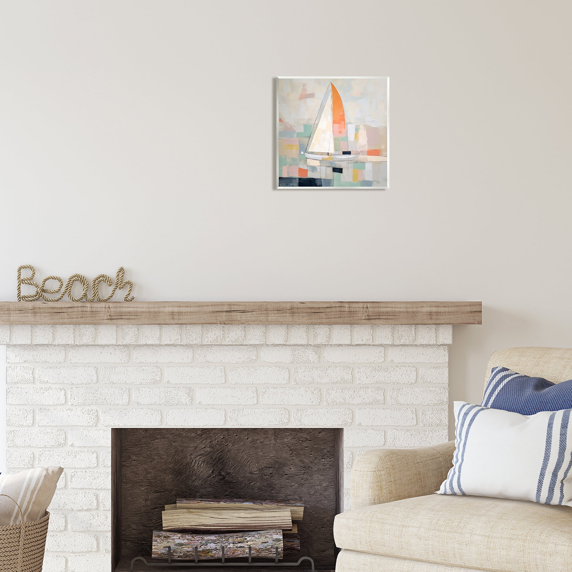 Stupell Industries Contemporary Sailboat Painting Abstract Painting Unframed Art Print Wall Art, 12 x 12