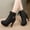 Black, variant on POROPL Boots for Women Ankle Winter High Heel Leather Warm Buckle Shoes,Boots for Women Size 4.5
