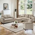 thumbnail image 4 of Soscana Living Room Furniture Set,Convertible Sectional Sofa with Storage Ottoman and Accent Chair and Loveseat,Modern Linen 6 Seat L Shaped Couch Sofa Set for Living Room,Office,Apartment,Studio, 4 of 7