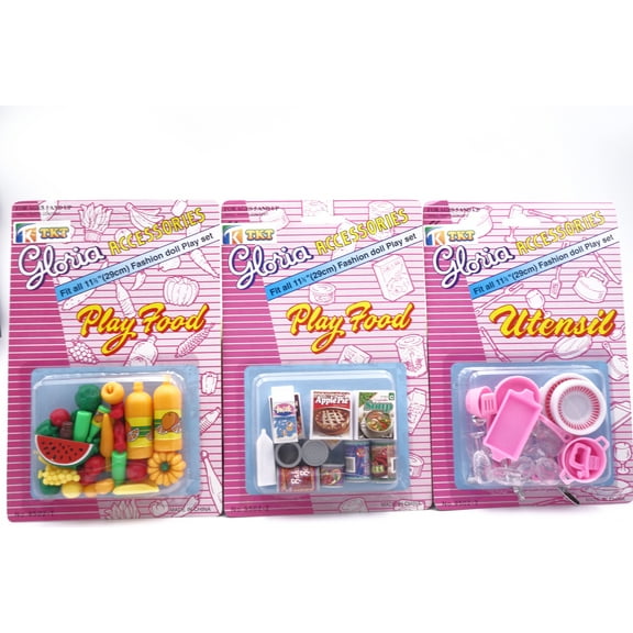 Gloria Dollhouse Accessories Play Food and Utensil Set for 11" to 12" Fashion Dolls