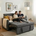 thumbnail image 6 of ShiKeyi 3 in 1 Convertible Sleeper Futon Sofa Bed, 55" Pull Out Sofa Bed with Storage Pocket/Side Pocket/2 Pillows for Living Room, Dark Gray, 6 of 6