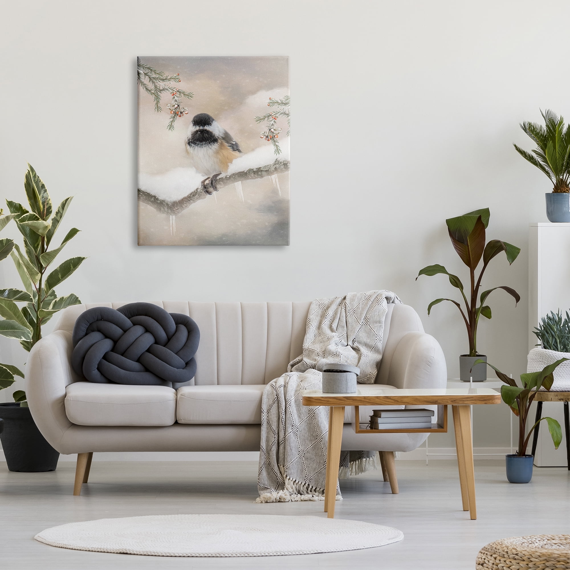 Stupell Industries Bird on Winter Branch Animals & Insects Painting Gallery Wrapped Canvas Print Wall Art, 30 x 40
