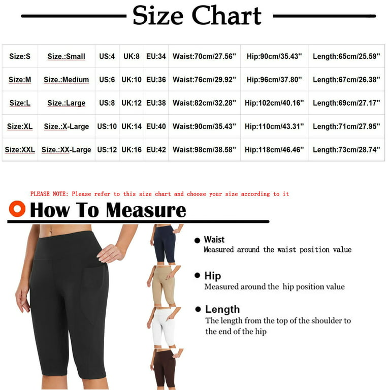 Yoga Pants For Women Clearance WomenS Knee Length Leggings High Waisted  Yoga Workout Exercise Capris For Casual Summer With Pockets Black S