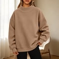 thumbnail image 2 of Gunia Plus Size Neck Womens Sweatshirts Long Sleeve Crewneck Sweatshirt Casual Lightweight Pullover Tops Fall Fashion Clothes Coffee S-3Xl, 2 of 4