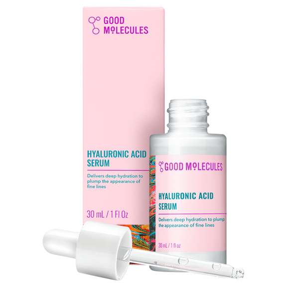 Good Molecules Hyaluronic Acid Serum - 1% Hyaluronic Acid, Non-Greasy, Ultra-Hydrating Serum for Plumper Skin, Skincare for Face, 1 fl oz