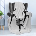 thumbnail image 4 of Retro Soft Flannel Fleece Throw Blanket, Historical Spartan Runners Antique Body Heritage Illustration, Cozy Plush for Indoor and Outdoor Use, 50" x 70", Pale Grey Black, by Ambesonne, 4 of 5