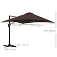 thumbnail image 3 of Outsunny 10x10ft Cantilever Umbrella with 4 Adjustable Angle and Rotation, Square Top Market Parasol with Aluminum Pole and Ribs for Backyard Patio Outdoor Area, Coffee, 3 of 10