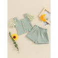 thumbnail image 4 of Musuos Kids Girls Summer Ribbed Outfit 1-5 Years Daisy Print Mesh Short Sleeve T-Shirt and Elastic Shorts Set Cute 2 Piece Clothes, 4 of 10