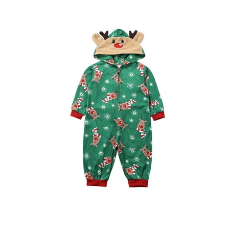 

Viworld Family Pajamas Jumpsuit Adult Kids Matching Sets One Piece Christmas PJs Deer Hood Sleepwear Clothes