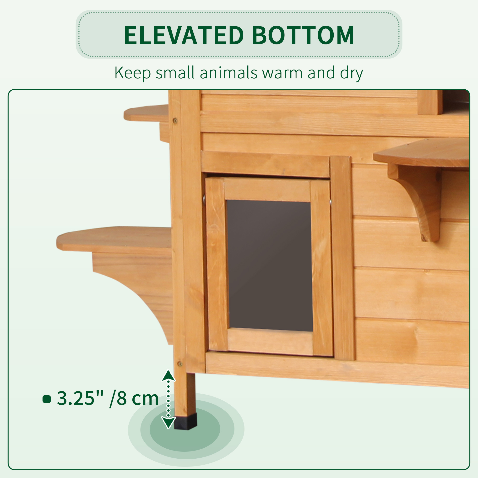 Noaman PawHut 2-Story Outdoor Cat House, Weatherproof Wooden Cat Enclosure for Feral Cats with Escape Door, Openable Roof, Jumping Platforms, Natural Wood, 35"L x 29.1"W x 6.2"H, 37lbs