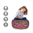 thumbnail image 2 of Floral Storage Toy Bag Chair, Rose Canina Flower Continuous Feminine Pattern, Stuffed Animal Organizer Washable Bag, Small Size, Ruby Hunter Green, by Ambesonne, 2 of 3