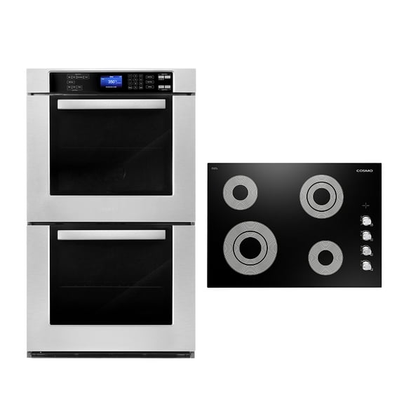 Cosmo 2 Piece Kitchen Appliance Packages with 30" Electric Cooktop & 30" Double Electric Wall Oven Kitchen Appliance Bundles