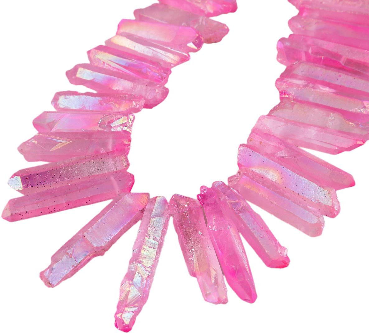 Natural Assorted Stone Pionts Sticks Spike Loose Beads For Jewelry Making 15'' 