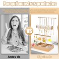 thumbnail image 3 of Organizador de Joyas de Metal, Estante de Joyas de 3 Niveles, Soporte para Joyas con en Forma de T para Arete, Pulseras, Relojes, Anillos, Collares, Oro, 3 of 7