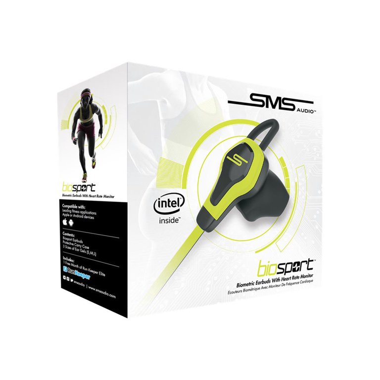 (未使用･未開封品)　SMS Audio BioSport In-Ear Wired Ear Bud With Heart Monitor/インテル社製心拍計搭載スポーツ用 インイヤーヘッドフォン (ブラ f4u0baa Sms Audio Biosport In-ear Wired Ear Bud With Heart Monitor - Ear