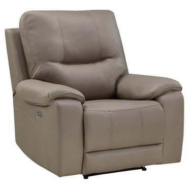 Pemberly Row 39" Polished Microfiber Power Reclining Chair in Brown
