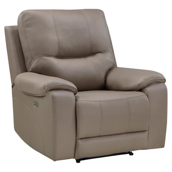 Pemberly Row 39" Polished Microfiber Power Reclining Chair in Brown