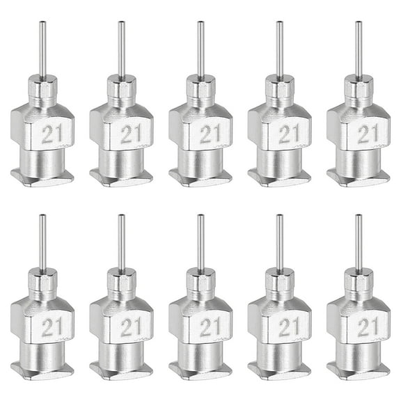 10 Pcs 21G 0.26 Inch Bent Blunt Tip Dispensing Needle with Lure Lock for Refilling Liquid Adhesives
