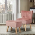 thumbnail image 2 of Costway Silla sin Brazos con Otomana, Silla de Terciopelo Respetuosa con la Piel, Silla de Ocio con Reposapiés, Silla Individual con Otomana, Silla con Otomana de Diseño Moderno para Sala de Estar., 2 of 5