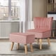 thumbnail image 2 of Costway Silla sin Brazos con Otomana, Silla de Terciopelo Respetuosa con la Piel, Silla de Ocio con Reposapiés, Silla Individual con Otomana, Silla con Otomana de Diseño Moderno para Sala de Estar., 2 of 5