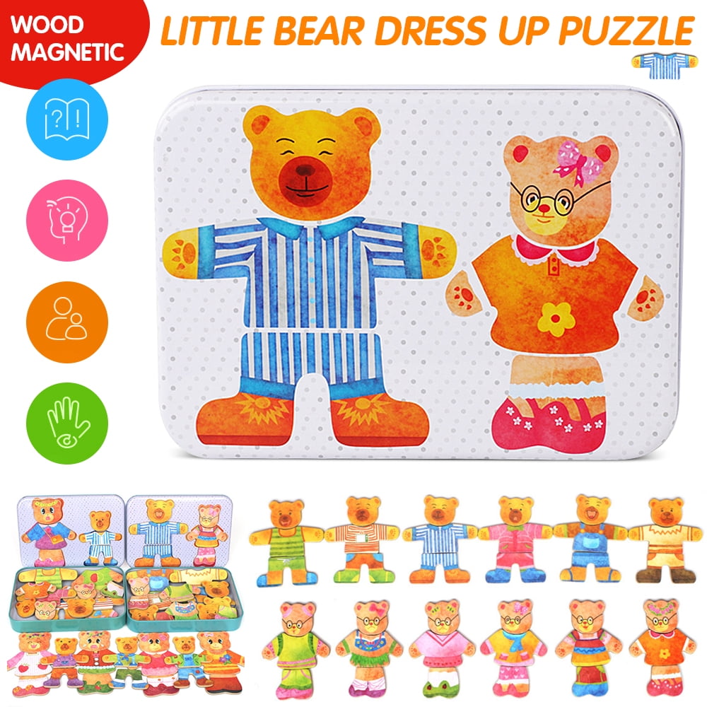 Wooden Boy Dress-Up Puzzle Wooden Jigsaws Wooden Toys for Matching Clothes 