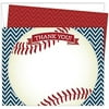 Baseball Flat Thank Cards | 25 Flat Cards with 25 Bright White Envelopes (50 unt Total)