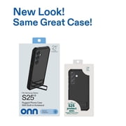onn Rugged Phone Case with Kickstand for Samsung Galaxy S25 - Black