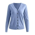 thumbnail image 4 of Herrnalise Women's Lightweight Vee Cardigan Sweater Fashion Women Buttons Long Sleeve Casual Solid Short Coat Cardigan Blouse, 4 of 4