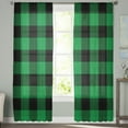 thumbnail image 2 of Dark Green Buffalo Check Sheer Curtains 63 Inches Length 2 Panels Set, Window Sheer Curtains for Living Room/Bedroom, Rustic Modern Art Green Plaid Light Filtering Rod Pocket Curtain 52'' x 63'' x 2, 2 of 7