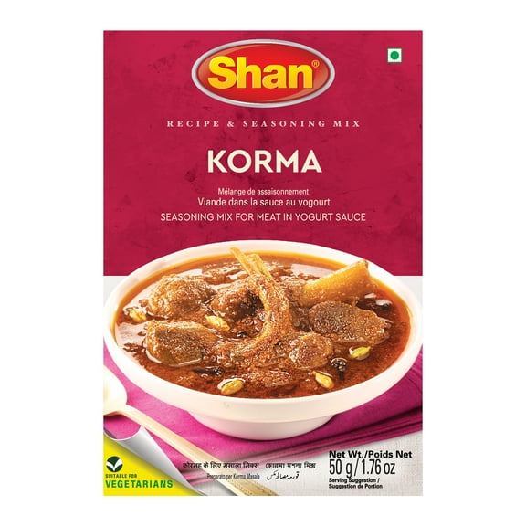 Shan Korma Masala Seasoning Mix – Authentic Indian Spice Kit for Traditional Korma Curry & Meat in Yogurt Sauce – Ideal for Rich Korma Sauce | No Preservatives | Mughlai Flavor Spice Packet (50g)