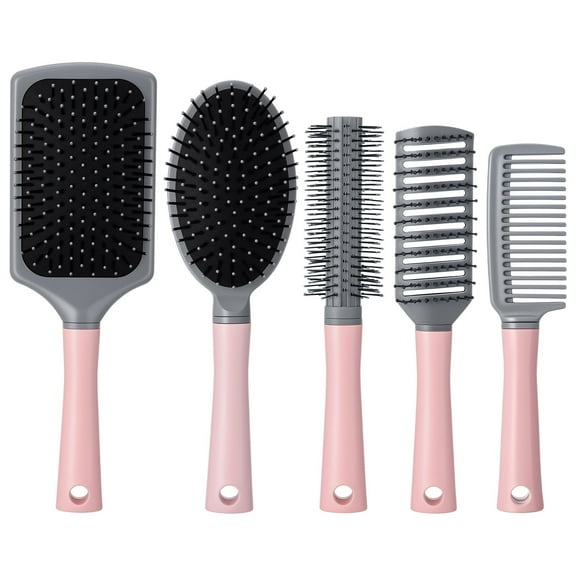 Abaima 5 Pcs Paddle Hair Brush Set for Women with Detangling, Anti-Static Massage, and Oval Combs, Perfect for Wet or Dry Hair Styling