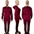 thumbnail image 3 of Akmipoem Women Plus Hoodie Crop Sweatshirt Trackpants 2 PC Sweatsuits Sets Wine Red 2XL, 3 of 6