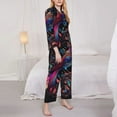 thumbnail image 3 of Yiaed Artistic Colorful Bird Print Pajamas Women's Long Sleeve Sleepwear Soft Button Down Loungewear Pjs Lounge Set Nightwear Womens Pajama Pants-Small, 3 of 7