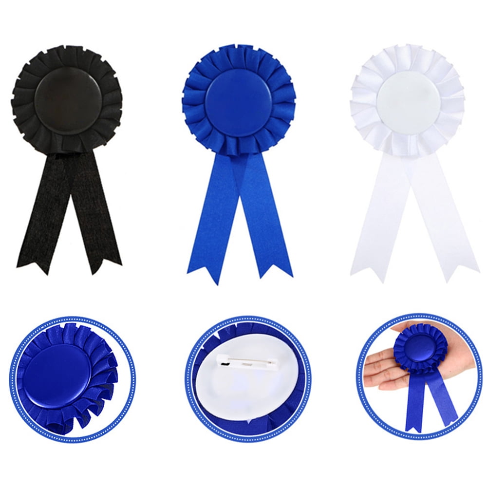 SEIWEI 12PCS Blank Award Ribbon Personalized Graduation Attendance Badge Winner Award Rosette Ribbon (Blue)