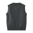 thumbnail image 6 of HAOTAGS Boys V - neck Knitted Sweater, Solid Color Comfortable Knitting Cotton School Uniform Vest Dark Gray 7-8 Years, 6 of 8