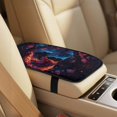 thumbnail image 4 of Xoenoiee Wolf Fire Flower Pattern Faux Leather Interior Accessories Set of 5, Waterproof Car Seat Cover Car Seatbelt Cover Armrest Cover Pad Universal Fit Truck SUV, 4 of 7