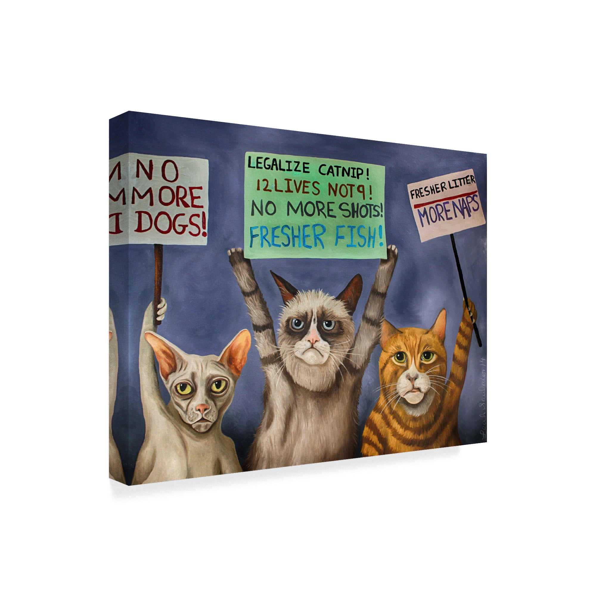 Cats On Strike 32 in x 24 in Painting Canvas Art Print, by Trademark Art