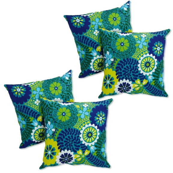 Blazing Needles 17-inch Square Solid Polyester Outdoor Throw Pillows (Set of 4)