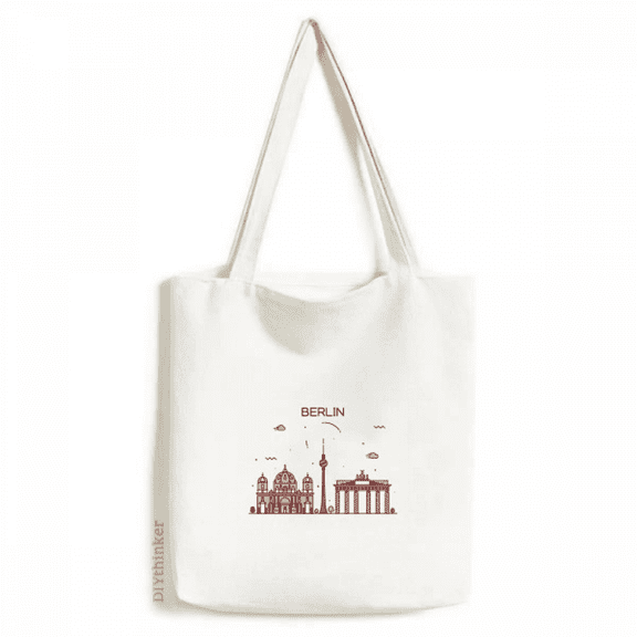 Berlin Germany Flat Landmark Pattern Tote Canvas Bag Shopping Satchel Casual Handbag