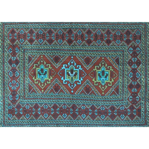 Ahgly Company Indoor Rectangle Persian Light Blue Traditional Area Rugs, 5' x 7'