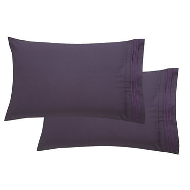1800 Thread Count Egyptian Quality Super Soft Wrinkle Free 2-Piece Pillowcases- King Size-Purple
